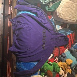 Adidas purple black stripes hoodie size XL